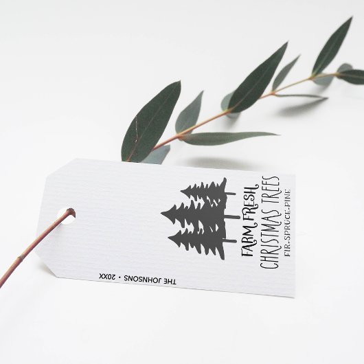 Schattige Boerderij Verse Kerstboom Moderne Boerde Cadeaulabel