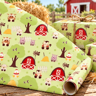 Schattige Boerderij Vrienden Barnyard Dieren Kinde Cadeaupapier
