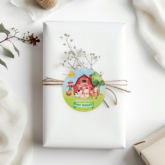 Schattige Boerderijdieren Baby shower Dank u Ronde Sticker