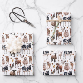 Schattige Boerderijdieren Koeien Schapen Varkens K Inpakpapier Vel