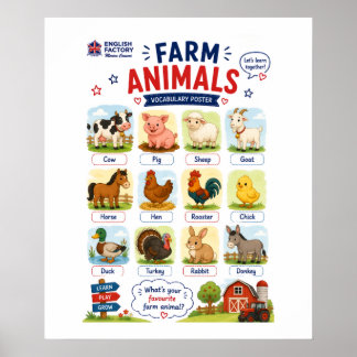Schattige boerderijdieren poster