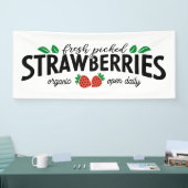 Schattige Boeren vers geplukte aardbeien banner (Beurs)