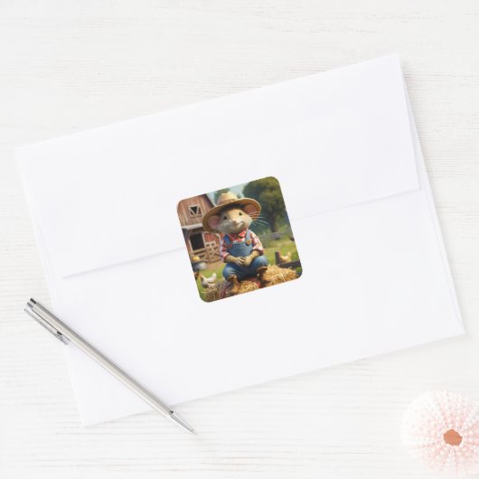 Schattige boerenmuis Sticker (Envelop)