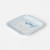 Schattige bohemian blauw strik lint baby boy douch papieren bordje (Gebogen)