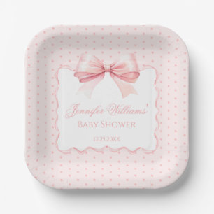 Schattige bohemian roze strik lint baby meisje dou papieren bordje