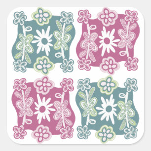 Schattige bohemien bloemstijl vierkante sticker