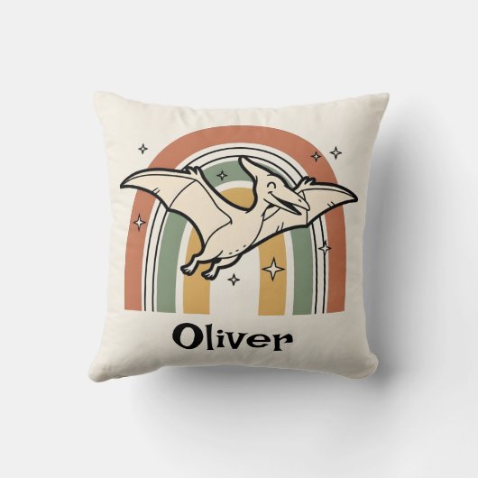 Schattige Boho Aardetone Vliegende Dinosaurus & Re Kussen (Achterkant)