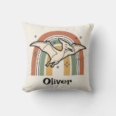 Schattige Boho Aardetone Vliegende Dinosaurus & Re Kussen (Voorkant)