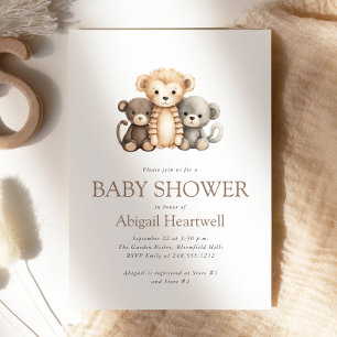 Schattige Boho Aquarel Knuffelapen Baby Shower Kaart