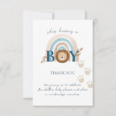 Schattige Boho Baby Jongen Leeuwenwelp Pootafdrukk Bedankkaart (Voorkant)