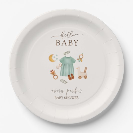 Schattige Boho Baby Meisje Kleding Baby shower Papieren Bordje (Voorkant)