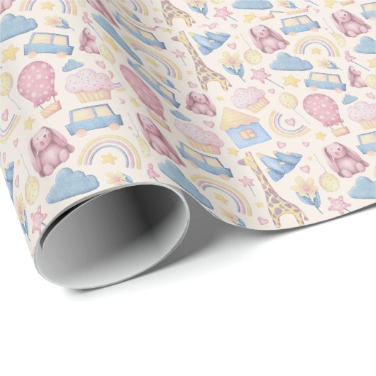 Schattige Boho Baby Shower Cadeaupapier (Rol Hoek)