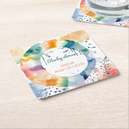 Schattige BOHO Baby shower Custom Kartonnen Onderzetters