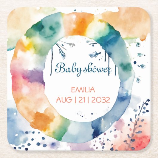 Schattige BOHO Baby shower Custom Kartonnen Onderzetters (Voorkant)