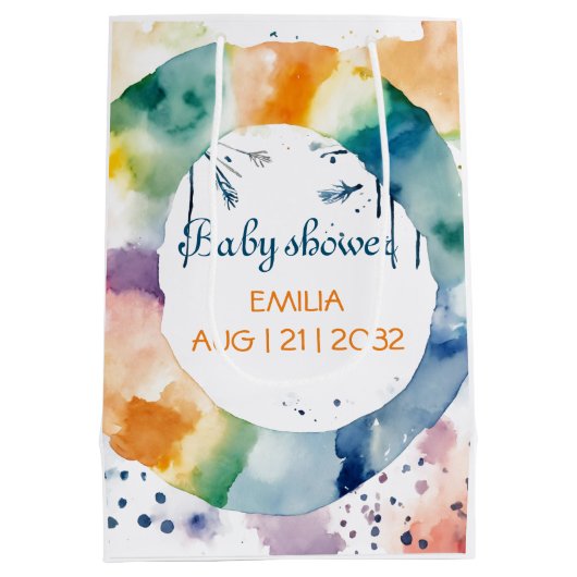 Schattige BOHO Baby shower Custom Medium Cadeauzakje (Achterkant)