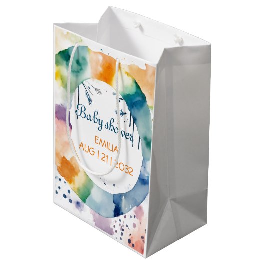 Schattige BOHO Baby shower Custom Medium Cadeauzakje (Achterkant Gekanteld)