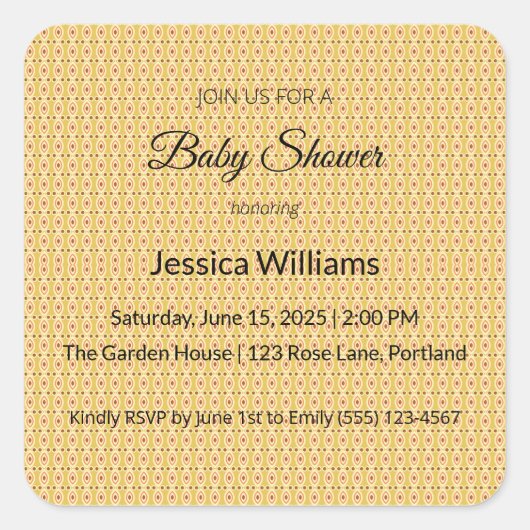 Schattige Boho Baby shower Genderneutraal,  Vierkante Sticker (Voorkant)