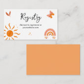 Schattige Boho Baby Sun Rainbow Baby shower Regist Informatiekaartje (Voorkant / Achterkant)