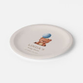 Schattige Boho Beer Blue Balloon Baby shower Papieren Bordje (Gekanteld)
