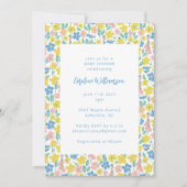Schattige Boho Blauw Geel Ditsy Bloemen Baby showe Kaart (Voorkant)