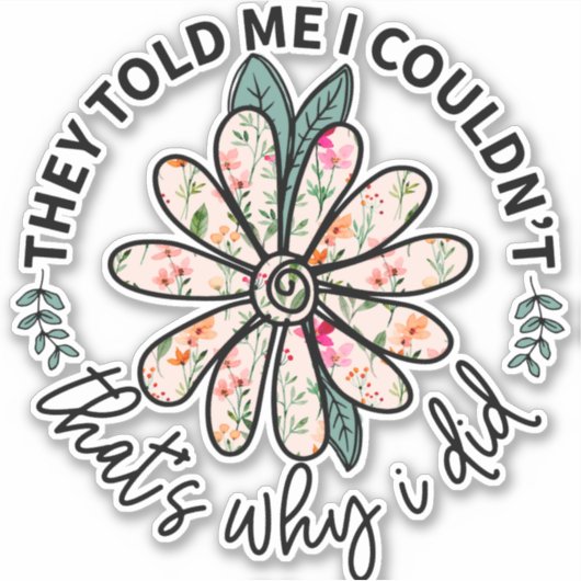 Schattige Boho Bloem Inspiratie Motiverend Sticker (Voorkant)