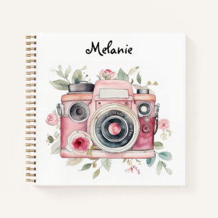 Schattige Boho bloemencamera Aquarel Persoonlijk Notitieboek