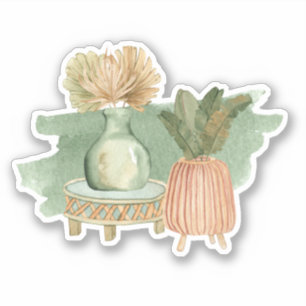 Schattige Boho Bloemige Pastel Blad Groene Sticker