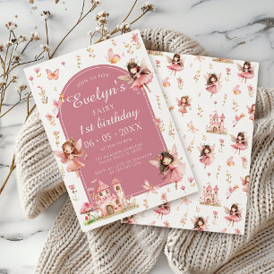 Schattige Boho Blush Fairy Eerste Verjaardags Meis Kaart