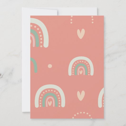 Schattige Boho Blush Roze Hart Baby shower Dank u Bedankkaart (Achterkant)