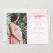 Schattige boho blush roze strik baby meisje douche kaart (Voorkant)