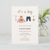 Schattige Boho Boy Winterkleding Baby shower Kaart (Staand voorkant)