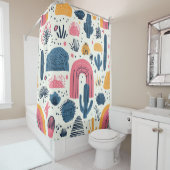 Schattige Boho Cactus Desert Design Douchegordijn (In situ)