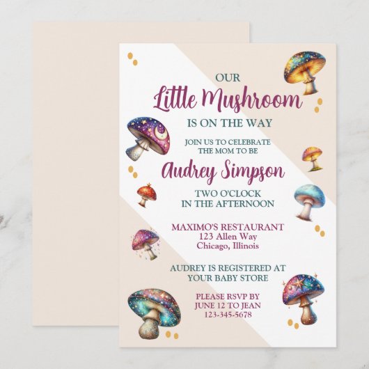 Schattige boho champignons Baby shower Kaart (Voorkant / Achterkant)