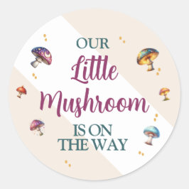 Schattige boho champignons Baby shower Ronde Sticker