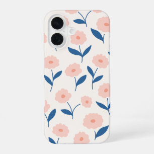 Schattige Boho chique roze bloemenpatroon iPhone 16 Hoesje