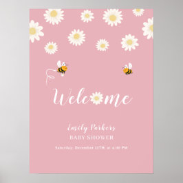 Schattige Boho Daisy Bloom Baby shower Welkomstbor Poster