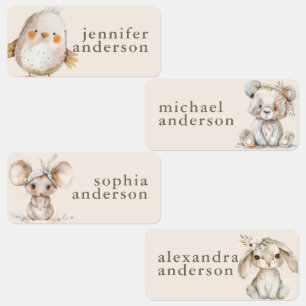Schattige Boho Dieren Meisje Kinderen Waterdichte Labels