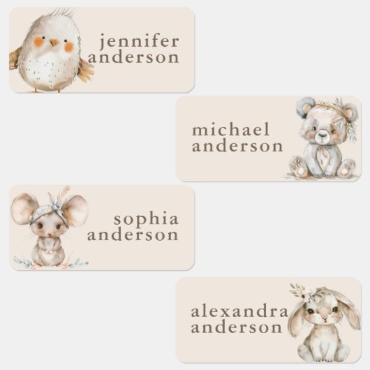 Schattige Boho Dieren Meisje Kinderen Waterdichte Labels (Groep)