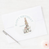 Schattige Boho Dieren Verjaardagsfeest Ronde Sticker (Envelop)