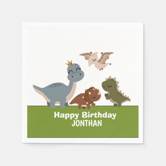 Schattige Boho Dinosaur Party Servet (Voorkant)