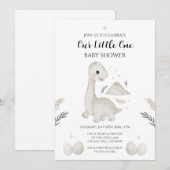 Schattige Boho Dinosaurus Baby Shower Uitnodiging (Voorkant / Achterkant)