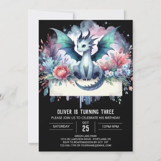 Schattige Boho Dragon verjaardag Kaart (Voorkant)