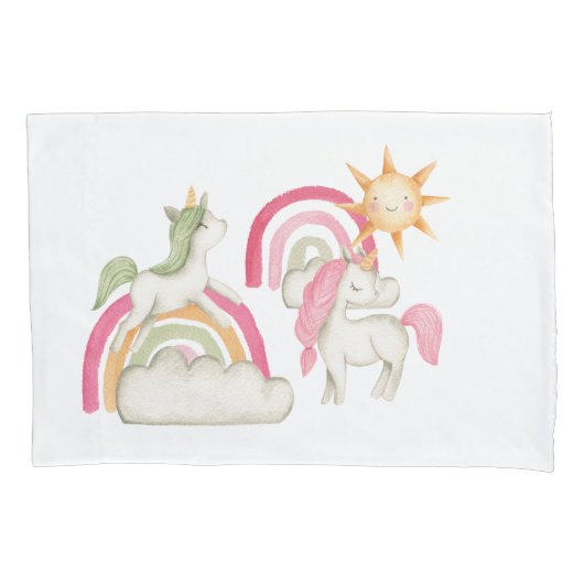 Schattige Boho Eenhoorns en Regenbogen Kussensloop (Voorkant)