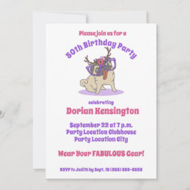 Schattige Boho Floral Hippie Pug Fabulous 50ste Ve Kaart