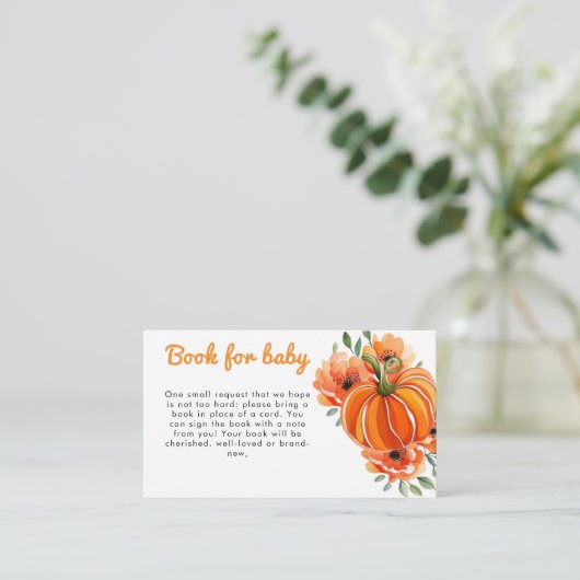 Schattige Boho Floral Pumpkin Baby shower Boekaanv Informatiekaartje (Staand voorkant)