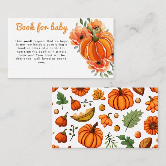 Schattige Boho Floral Pumpkin Baby shower Boekaanv Informatiekaartje (Voorkant / Achterkant)