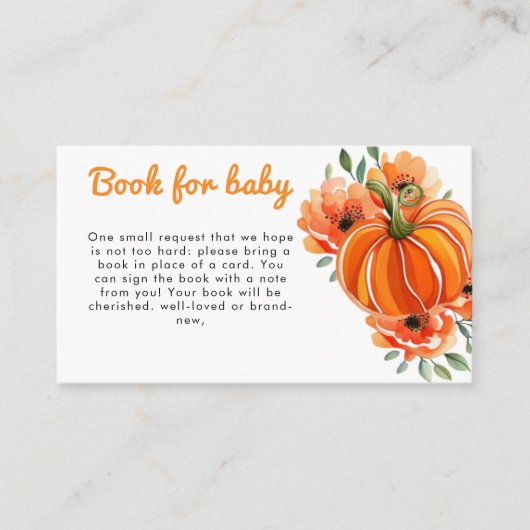 Schattige Boho Floral Pumpkin Baby shower Boekaanv Informatiekaartje (Voorkant)