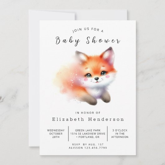 Schattige Boho Forest Fox Baby shower Kaart (Voorkant)