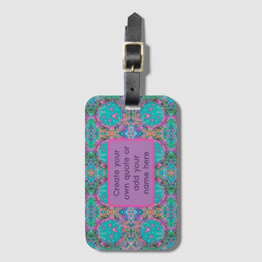 Schattige Boho gepersonaliseerd blauw hart bloemmo Bagagelabel (Voorkant (verticaal))