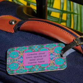 Schattige Boho gepersonaliseerd blauw hart bloemmo Bagagelabel